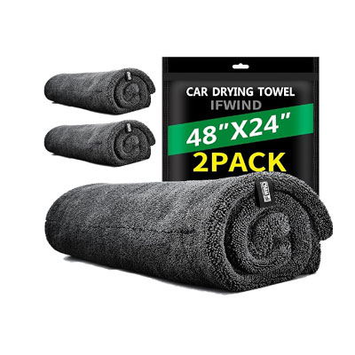 2 Pack Car Drying Towels (48”x24”),Extra Large Double-Twist Pile Drying Towels Car Detailing for Car Care Wash,Car Super Cleaning Supplies Chamois Cloth Accessories kit,Ultra Absorbency