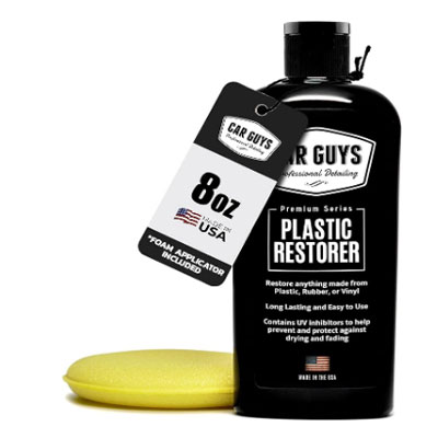 CAR GUYS Plastic Restorer | Bring Plastic, Rubber, and Vinyl Back to Life! | User Friendly Trim Restorer | Safe Auto Detailing Supplies | 8 Oz Kit with Foam Applicator
