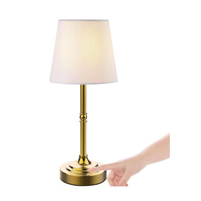 Rechargeable Battery Powered Table Lamp, Wireless LED Lamps, Cordless Touch Lamps, Stepless Dimmable Bedside Lamps, Night Lamp for Bedroom, Dinning Room, Kitchen Decor, Office (Bronze)
