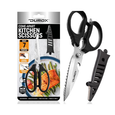 DUROX Kitchen Scissors, All Purpose Kitchen Shears with Scissors Sharpener & Protective Cover, Come Apart Stainless Steel Shear - Multipurpose Utility Kitchen Tools