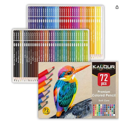 KALOUR 72 Count Colored Pencils for Adult Coloring Books, Soft Core,Ideal for Drawing Blending Shading,Color Pencils Set Gift for Adults Kids Beginners