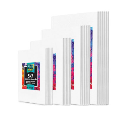 KEFF 24-Pack Canvas for Painting, 6 of 5x7, 8x10, 9x12,11x14 Painting Canvas Boards, Art Supplies for Adults & Kids - 100% Cotton Primed Canvases for Painting for Acrylic, Oil, Watercolor, Tempera