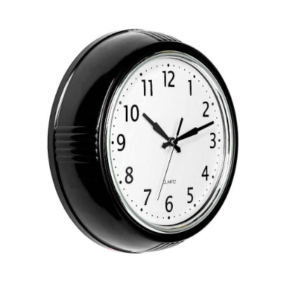 Black Wall Clock Retro Silent Non Ticking 12 Inch Round Battery Operated Quality Quartz Easy to Read for Home Kitchen Office Classroom School Clocks Sweep Movement Vintage Décor