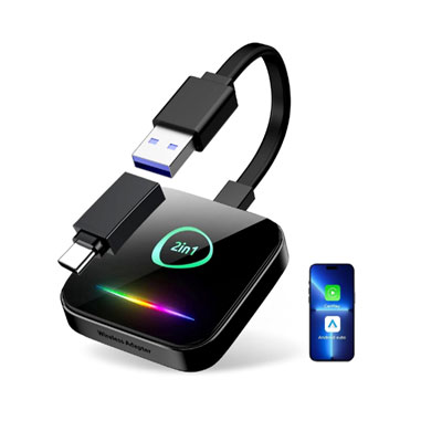 Wireless CarPlay Adapter & Android Auto Dongle – Plug & Play, Converts Wired to Wireless, Fast & Stable Connection, Compatible with iPhone iOS 10+, Android 11+ & 800+ Car Models (2016 & Newer)