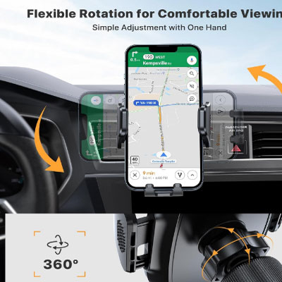 Miracase Phone Holders for Your Car with Metal Hook Clip, Air Vent Cell Phone Stand Car Mount, Universal Automobile Cradle for Garmin GPS Fit iPhone Android and All Smartphones, Dark Black