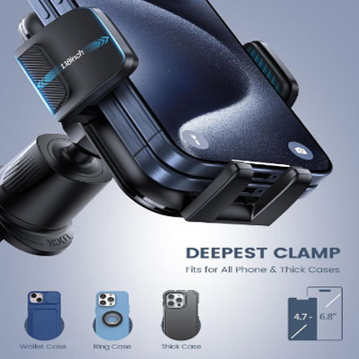 Lamicall 2025 Wider Clamp & Metal Hook Car Phone Holder Vent [Thick Cases Friendly] Phone Holders for Your Car Mount Automobile Hands Free Cradle Air Vent for iPhone 17 16 15 14 13 Pro Max Smartphone