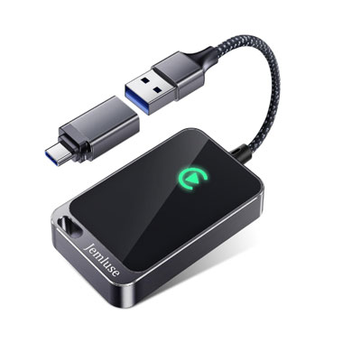 Jemluse Wireless CarPlay Adapter for Apple iPhone - Multi-User Seamless Connection for Convert Wired to Wireless Car Play Adapter - No Latency from iOS 10+ to Screen w/USB C (Gray)