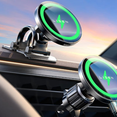 LISEN for 15W MagSafe Car Mount Charger,Magnetic Wireless Car Charger for iPhone 17 Pro Max Accessories,Magnetic Phone Holder for iPhone 17 Air Pro Max Plus 16 15 14 13 12,Samsung S25/24 with MagSafe