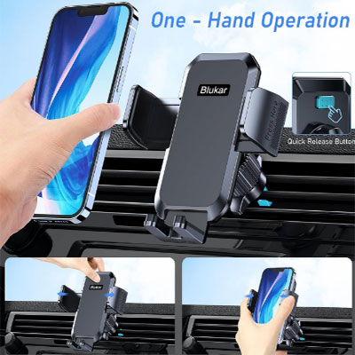 Car Phone Holder Mount, Super Stable Air Vent Cell Phone Car Mount with 2025 Metal Hook Clip, 360° Rotation,One Button Release for iPhone, Galaxy, Google, and All Other Smartphones