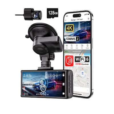 REDTIGER 4K Dash Cam Front and Rear, STARVIS 2 Sensor, Touch Screen 3.18