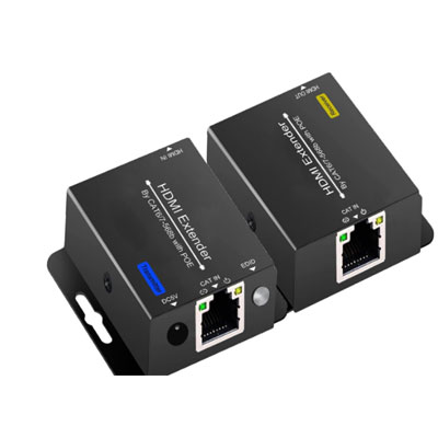 200Ft HDMI Extender Over CAT6 CAT7 RJ45 ethernet to HDMI Converter LAN Extension POC Support 1080P 3D EDID Copy Deep Color Compatible with PC PS4 Roku Unilateral Power Supply