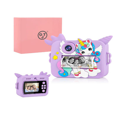 OTJ Kids Camera Instant Print - Selfie Children Digital Camera Toy That Print Photos Christmas Birthday Gifts for Ages 3-12, 4 5 6 7 8 9 10 Year Old Girls Toddler, Travel Portable Video Cameras