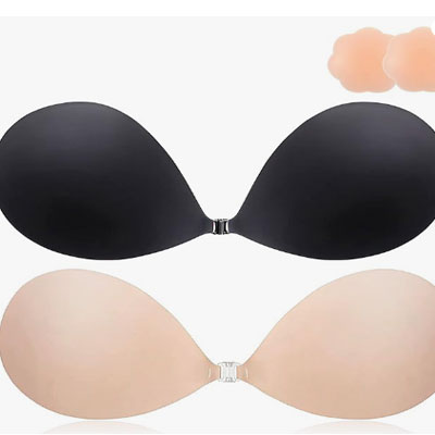 2025 Push Up Sticky Bra, 2 Pack Reusable Adhesive Invisible Backless Strapless Bra
