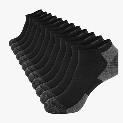 COOPLUS 12 Pack Mens Cushioned Ankle Socks, Low Cut Breathable Casual Socks (Shoe Size 6-11)