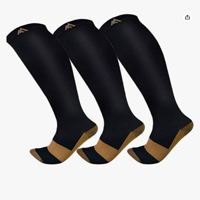 FuelMeFoot 3 Pack Copper Compression Socks - Compression Socks Women & Men Circulation - Best for Medical,Running,Athletic