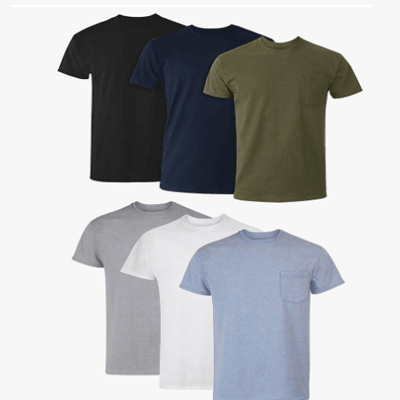 Hanes Pocket T-Shirt Pack 6-Pack Cotton Tees Undershirts