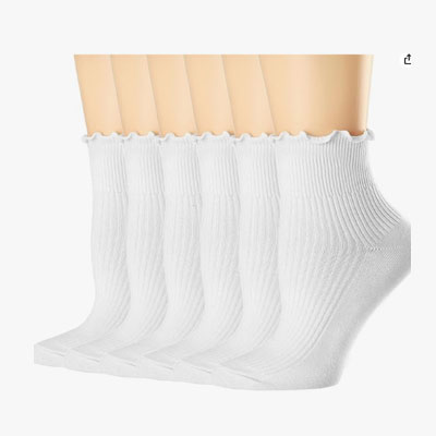 Mcool Mary Womens Socks, Ruffle Turn-Cuff Casual Ankle Breathable Cool Knit Cotton Lettuce Crew Frilly 