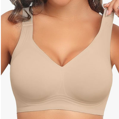 PoseFree Womens Seamless Wireless Supportive Bra Push Up Comfort Soft No Underwire Full Coverage T-Shirt Bra