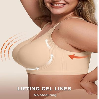 Bras for Women Supportive Wireless Push Up Bra Full Coverage No Underwear Seamless Plus Size for Older Women