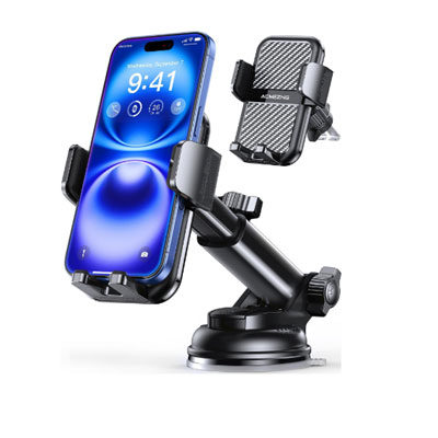 3-in-1 Car Phone Holder [122+LBS Strongest Suction & Stable Clamp Arm] 360° Adjustable Mount, Cell Phone Holders for Your All Car Models for Dashboard Vent, All Smartphones, Black