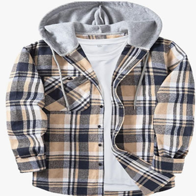 ZITY Flannel Hoodie Shirts Plaid Shirt Jackets with Pocket