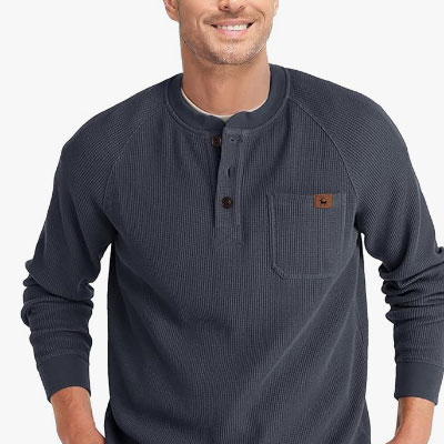 ZITY Long Sleeve Henley Shirts Waffle Thermal T-Shirt