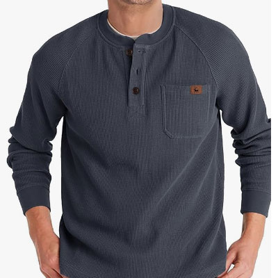 ZITY Long Sleeve Henley Shirts Waffle Thermal T-Shirt