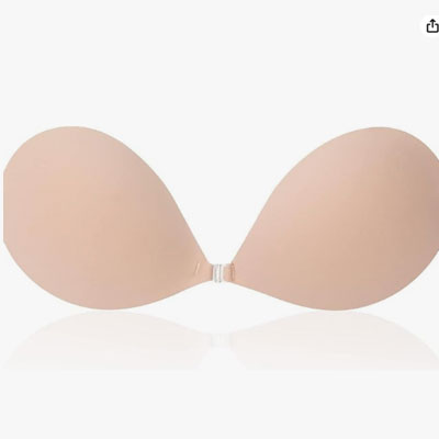 Awant Strapless Sticky Bra Invisible Sticky Boobs Silicone Adhesive Bra Backless Pushup Lift Bra Beige