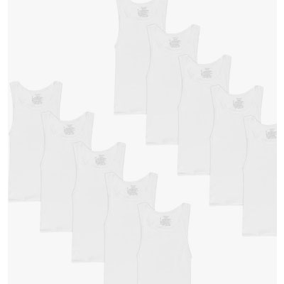 Hanes Boys’ Tank Cotton Undershirt, EcoSmart, 10 Pack, White
