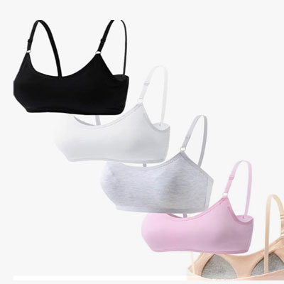 Big Girls' Adjustable Training Bra Cotton Bras Wireless Light Padded 10-16 Years