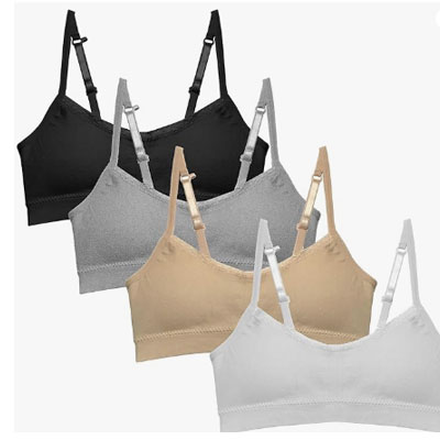 Popular Girls Padded Training Bra Pack – Crop Cami Training Bras for Girls. Seamless Bra Design with Removable Padding