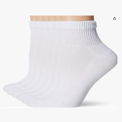 Hanes Ultimate womens Ankle Socks, Comfort Toe Seamed, White & Black Available, 6-pack