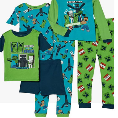 Minecraft boys 6-piece Snug-fit Cotton Pajama Set, Soft & Cute for Kids