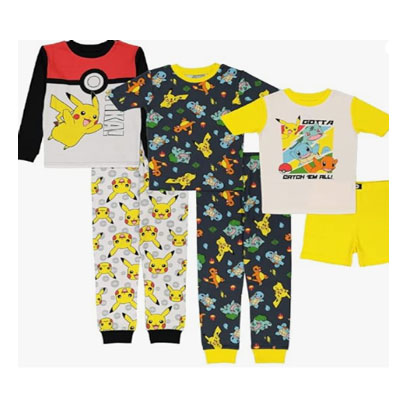 Pokemon boys 6-piece Snug-fit Cotton Pajama Set, Soft & Cute for Kids