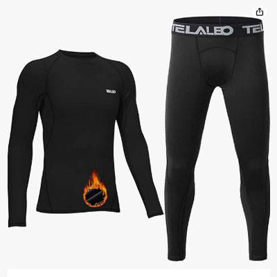 TELALEO Boys' Girls' Long Sleeve Compression Shirts Thermal Fleece Lined Kids Athletic Sports Tops Leggings Baselayer Set