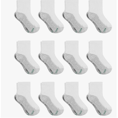 Hanes boys Socks, Double Tough Cushioned Ankle and No Show, 12-pair Packs