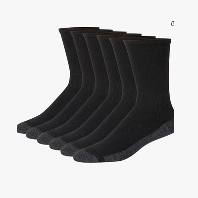 Hanes Men's Max Cushioned Crew Socks, Moisture-Wicking with Odor Control