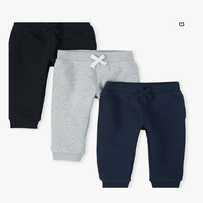 The Children's Place Baby Boys' Active Fleece Jogger Pants 2 Pack