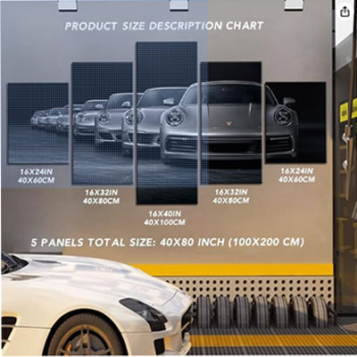 Car Poster 5 Pieces Classic 911 Sports Car Canvas Wall Art for Boys Room Bedroom Living Room Decor Boy Gift(Unframed)